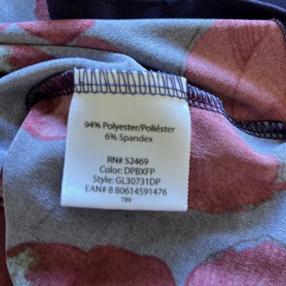 George Purple Floral Print Knit Dress Woman Size Large 12/14 Surplice Full Skirt - Picture 6 of 10